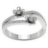 I1 G 0.45 Ct Round Diamond Designer Two Floral Anniversary Ring 14K White Gold With Certificate