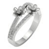 I1 G 0.45 Ct Round Diamond Designer Two Floral Anniversary Ring 14K White Gold With Certificate