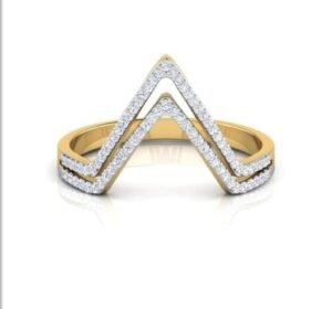 Two Raw V Shape SI F-G 0.25Ct Real Diamond Wedding Christmas Gift Ring 14Kt White Gold/Yellow Gold/Rose Gold with Authenticate Certificate