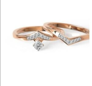 Two Lovely Band SI FG 0.23Ct Real Diamond Wedding Christmas Gift Ring 14Kt White Gold/Yellow Gold/Rose Gold wiAuthenticate Certificate