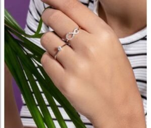 Two Individual Band Combined to One Designer SI FG 0.31Ct Real Diamond Christmas Gift Ring 14Kt White Gold With Authenticate Certificate