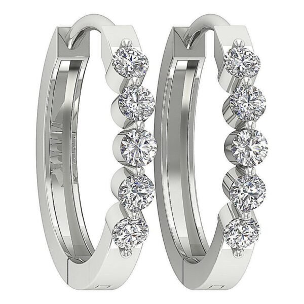 SI1 H 1/2Carat Round Cut Diamond Hoops Earrings Pave Set 14K Solid Yellow Gold/White Gold/Rose Gold Authenticate Certificate