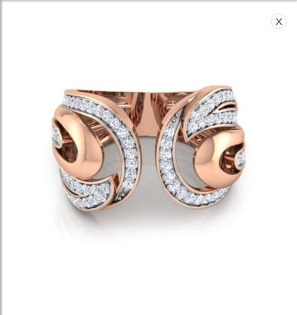 CRESCENT Fashion Engagement Ring SI H 0.57 Ct Natural Diamod 14k Solid Yellow Gold/White Gold/Rose Gold Authenticate Certificate