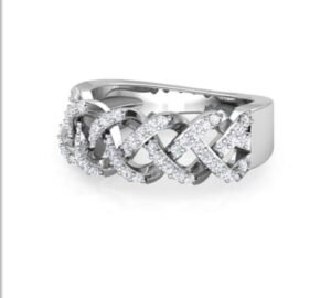 Two Cross Line Band SI FG 0.25Ct Real Diamond Wedding Christmas Gift Ring 14Kt White Gold/Yellow Gold/Rose Gold wiAuthenticate Certificate