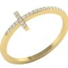 Cross Anniversary Ring SI1 H 0.15Ct Round Cut Diamond Prong Set 14K Solid Yellow Gold/White Gold/Rose Gold Authenticate Certificate