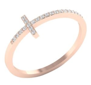 il_1588xN.1747686937_7kqc.jpg Cross Anniversary Ring SI1 H 0.15Ct Round Cut Diamond Prong Set 14K Solid Yellow Gold/White Gold/Rose Gold Authenticate Certificate
