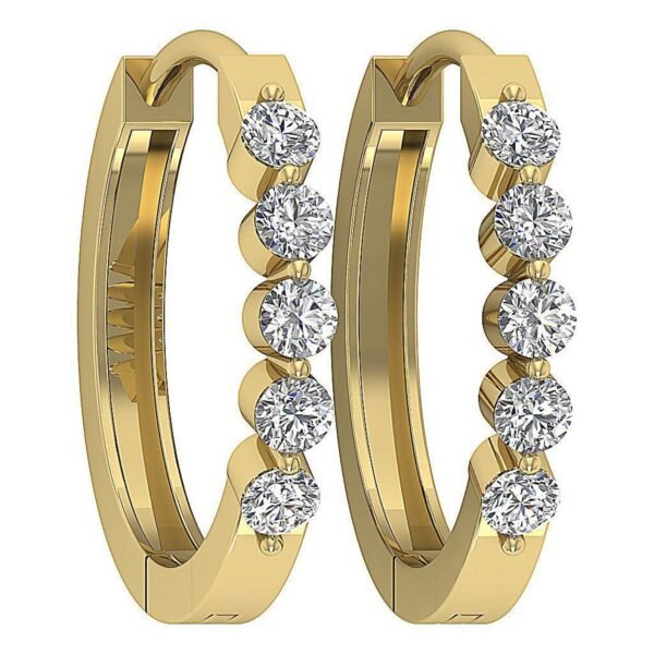 SI1 H 1/2Carat Round Cut Diamond Hoops Earrings Pave Set 14K Solid Yellow Gold/White Gold/Rose Gold Authenticate Certificate