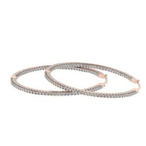 E VS1 1.01Ct Round Diamond Hoops Earrings 4K Solid Yellow Gold/White Gold/Rose Gold Authenticate Certificate