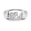 Love Letter Diamond Ring SI1 H 0.05 Ct Round Cut Valantine Gift 14K Solid Yellow Gold Authenticate Certificate