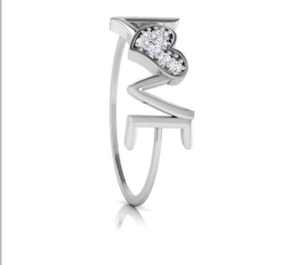 Love Letter Diamond Ring SI1 H 0.05 Ct Round Cut Valantine Gift 14K Solid Yellow Gold Authenticate Certificate