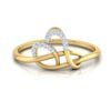 Twin Love Heart Diamond Ring SI1 H 0.05 Ct Round Cut Valantine Gift 14K Solid Yellow Gold Authenticate Certificate