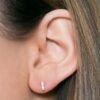 VVS F 0.08Ct Buggettee Diamond Earrings 14K Solid Yellow Gold/White Gold/Rose Gold Authenticate Certificate