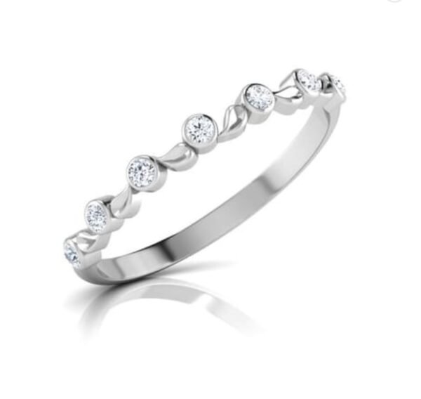 Floral Dot Diamond Ring SI1 H 0.11 Ct Round Cut 14K Solid Yellow Gold Authenticate Certificate