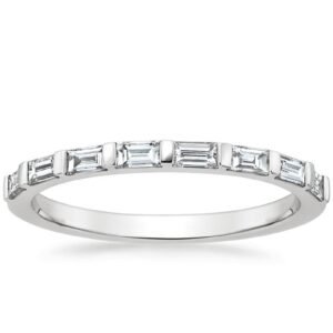 Total 8 Baguette Band SI F-G 0.26 Ct Diamond Prong Set 14K Solid Yellow Gold/White Gold/Rose Gold Authenticate Certificate