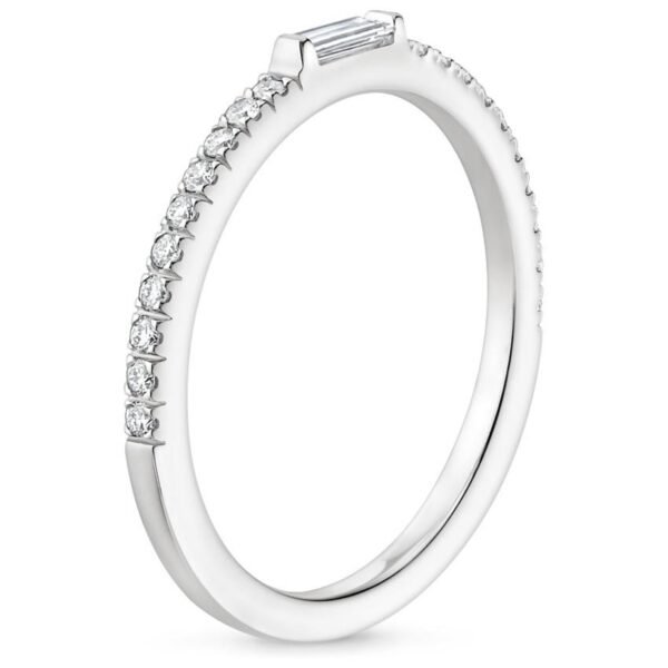 Center Baguette & Rest Round Band SI F-G 0.21 TCt Diamond Prong Set 14K Solid Yellow Gold/White Gold/Rose Gold Authenticate Certificate