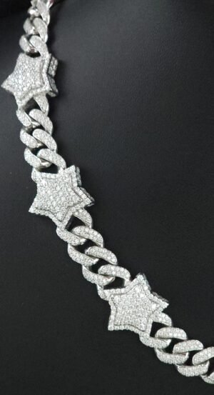 il_1588xN.4232669502_q587.jpg Miami Cuban Star Link Chain Made In 925 Sterling Silver Embellished With Shinny Moissanite Diamonds For The Anniversary And Birthday Gift