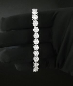 Invisible Pressure Setting Diamond Bracelet Made in 925 Silver Embellished With Shinny Moissanite Diamonds For The Anniversary Gift For Her
