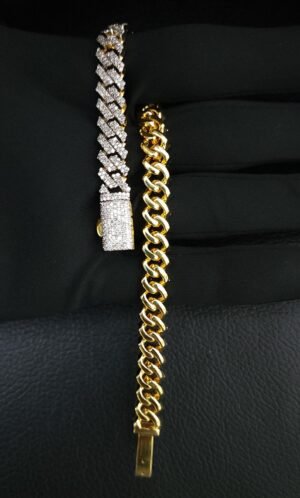 il_1588xN.4393342801_dn29.jpg Iced Out Miami Cuban 8 mm Link Bracelet Made In 10 KT Gold Embellished With Shinny Moissanite Diamonds For Anniversary And Birthday Gift