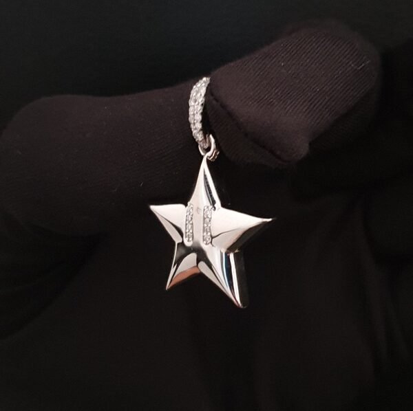 il_1588xN.4646051936_ptkt.jpg 1" Long Star Pendant Made in 10 / 14 KTGold Studded with VVS Colorless Moissanite Stone, Light Weight, Moissanite Pendant, Gift Pendant