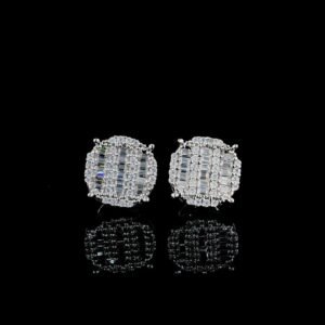 Iced Out Round Shape Earring Made in 18 / 14 / 10 KT Gold Embellished with Shinny Moissanite Diamonds For The Birthday And Anniversary Gift