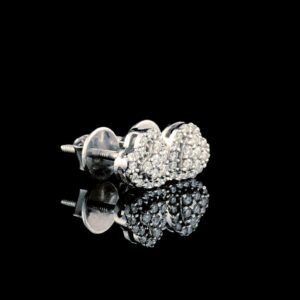 Iced Out Heart Earring Made in 18 / 14 / 10 kt Gold Studded with VVS Colorless Moissanite/CZ Stone, Unisex Earring, Light Weight Earring