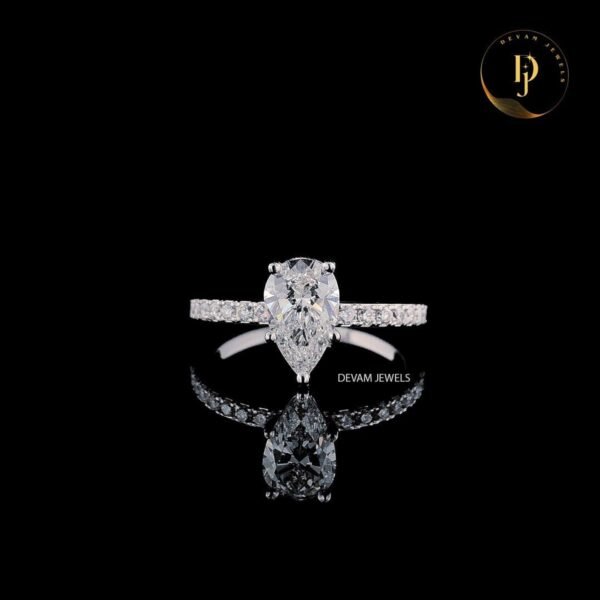 il_1588xN.5640704605_cu3d.jpg Pear Brilliant Cut Lab Grown Diamond Ring 1 CT - 3 CT Solitaire Engagement Ring D/VVS Lab Grown Diamond Wedding Ring for Her