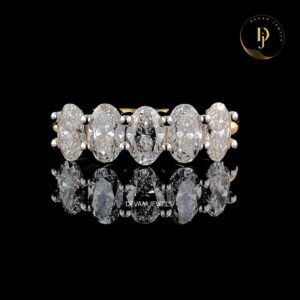 Half Eternity Band with Oval Cut - 0.10 CT - 0.25 CT, Handcrafted Anniversary Gift, Wedding Ring