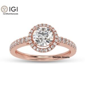3Ct IGI Certified Round Solitaire Women's Ring With Visible Halo in 18kt Gold Studded With VVS Lab Grown Diamonds, Engagement Wedding Ring