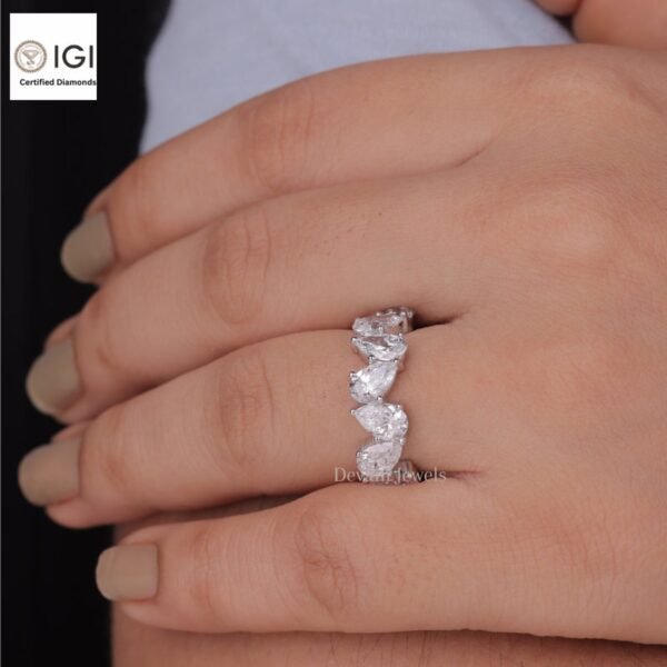 Eternity Band Ring with Pear Cut VVS Quality Certified Lab Diamonds in 18kt Gold, Engagement Ring, Custom Ring, Certified Jewelry, Gift
