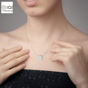 Cushion Square Pendant For Women's in 18KT Gold Studded With VVS Lab Grown Certified Diamond, Delicate Pendant, Anniversary/Birthday Gift