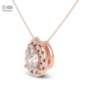 Pear Shape Solitaire Pendant For Women's in 18KT Gold Studded With VVS Lab Grown Certified Diamond With Chain, Delicate Pendant, Custom Gift