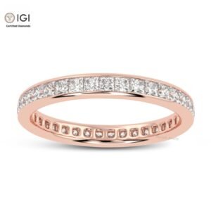 Eternity Band Ring with Princess Cut VVS Quality Certified Lab Diamonds in 18kt Gold, Engagement Ring, Custom Ring, Handmade Jewelry