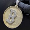 B Letter Circle Pendant Fully Iced out in Gold Studded with VVS Colorless Moissanite Stone, Customized Pendant ,Birthday / Anniversary Gift