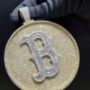 B Letter Circle Pendant Fully Iced out in Gold Studded with VVS Colorless Moissanite Stone, Customized Pendant ,Birthday / Anniversary Gift