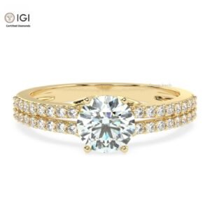 Trendy Engagement Wedding Solitaire Women's Ring Made in 18kt Gold Studded With VVS Lab Grown Diamonds, Gift, Luxury Jewelry, Custom Ring