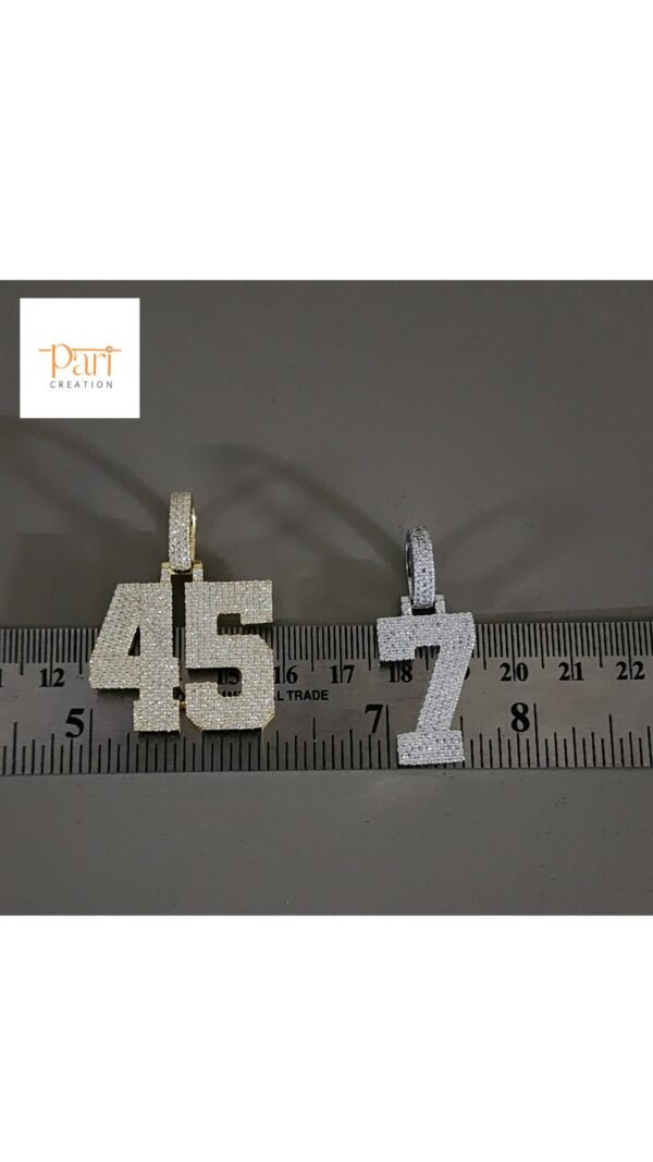 Personalized Number Pendant 1" Inch Long Made In 10KT Gold /14 KT Gold Embellished With Shiny Moissanite Diamonds As A Lucky Number Gift