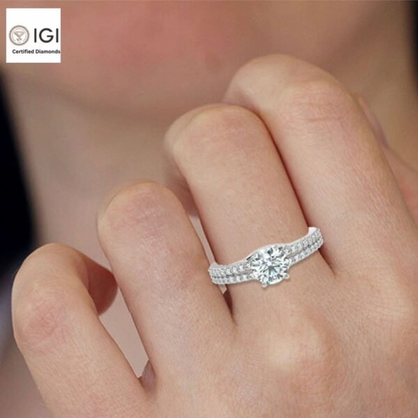 Trendy Engagement Wedding Solitaire Women's Ring Made in 18kt Gold Studded With VVS Lab Grown Diamonds, Gift, Luxury Jewelry, Custom Ring