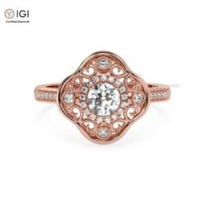Antique Engagement Wedding Solitaire Women's Ring Made in 18kt Gold Studded With VVS Lab Grown Diamonds, Gift, Luxury Jewelry, Custom Ring