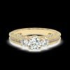 Three Stone Engagement Diamond Ring Made In 18 / 14 / 10 KT Gold Embellished With Certified Lab Diamonds For Wedding And Anniversary Gift