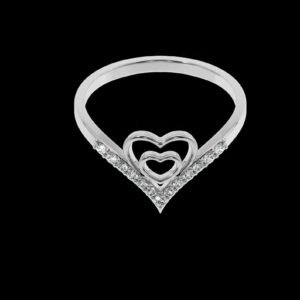 Double Heart Gold Ring Made In 18/14/10 KT Gold Embellished With Certified Lab Diamonds For Wedding And Anniversary Gift For Special Person