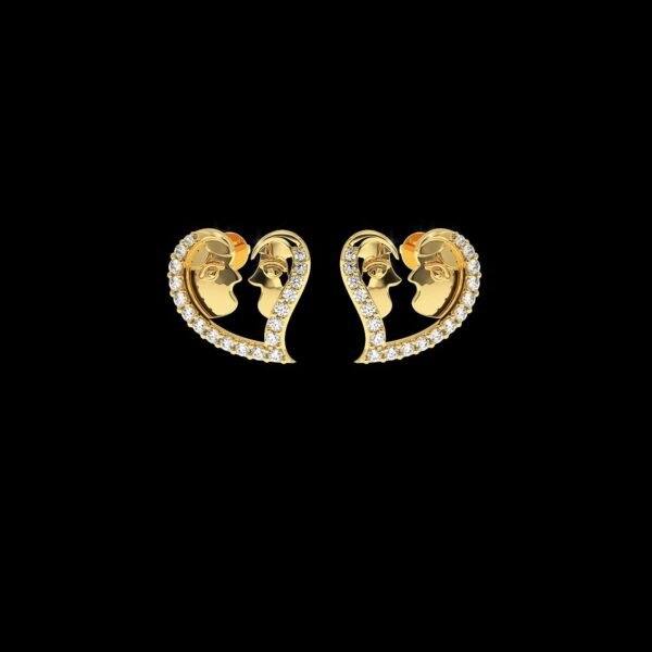 Heart Shape Diamond Earring Made In 18 / 14 / 10 KT Gold Embellished With Certified Lab Diamonds For The Birthday And Anniversary Gift