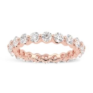 Round Cut Eternity Diamond Ring Made In 18 / 14 / 10 KT Gold Embellished With Certified Lab Diamond For Anniversary And Wedding Gift For Her