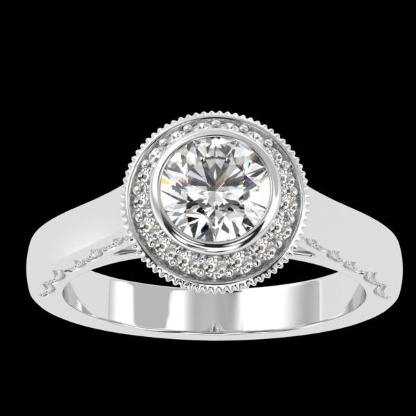 Sparkling Elegance Round Diamond Ring Made In 18 / 14 / 10 KT Gold Embellished With Certified Lab Diamonds For Anniversary And Wedding Gift