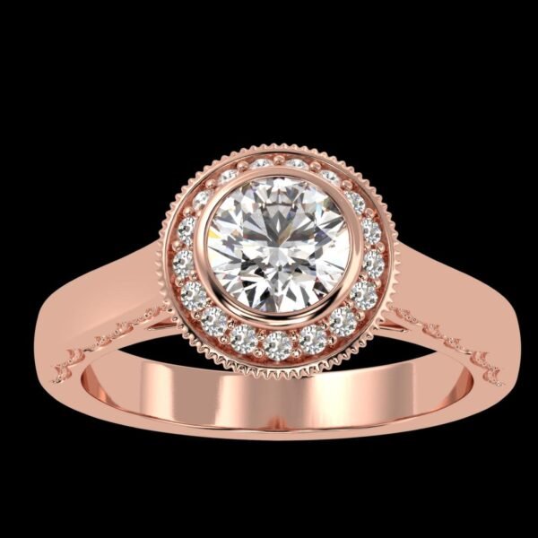 Sparkling Elegance Round Diamond Ring Made In 18 / 14 / 10 KT Gold Embellished With Certified Lab Diamonds For Anniversary And Wedding Gift