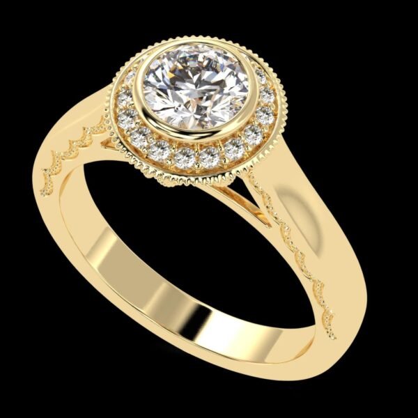 Sparkling Elegance Round Diamond Ring Made In 18 / 14 / 10 KT Gold Embellished With Certified Lab Diamonds For Anniversary And Wedding Gift