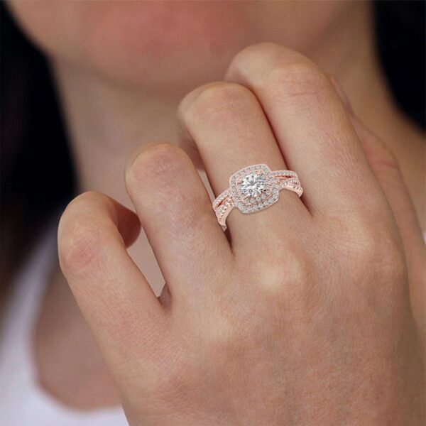 il_1588xN.6402553639_bbby.jpg Solitaire Halo Band Ring Made In 18 / 14 / 10 KT Gold Embellished With Certified Lab Diamonds For Wedding And Anniversary Gift For Her