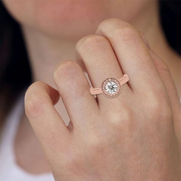 Sparkling Elegance Round Diamond Ring Made In 18 / 14 / 10 KT Gold Embellished With Certified Lab Diamonds For Anniversary And Wedding Gift