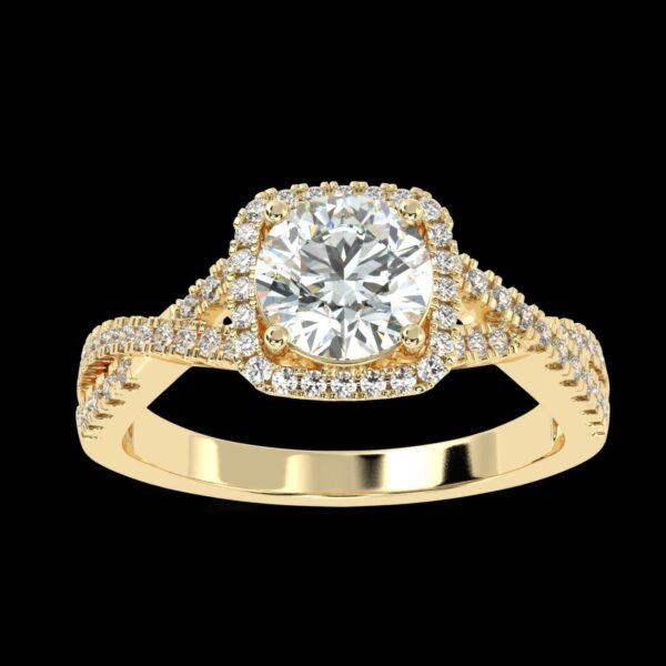 Unique Style Solitaire Ring Made In 18 / 14 / 10 KT Gold Embellished With Certified Lab Diamonds For Wedding And Anniversary Gift For Her