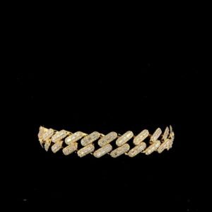 il_1588xN.6460618158_ljo1.jpg Iced Out Cuban Unisex Bracelet Made In 14 / 10 KT Gold Embellished With Shinny Moissanite Diamonds For The Birthday And Anniversary Gift