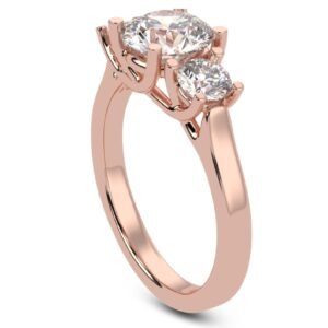 Three Stone Elegant Diamond Ring Made In 18 / 14 / 10 KT Gold Embellished With Certified Lab Diamonds For The Wedding And Anniversary Gift